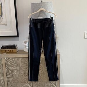 VALENTINO Navy Pants with White Stripes